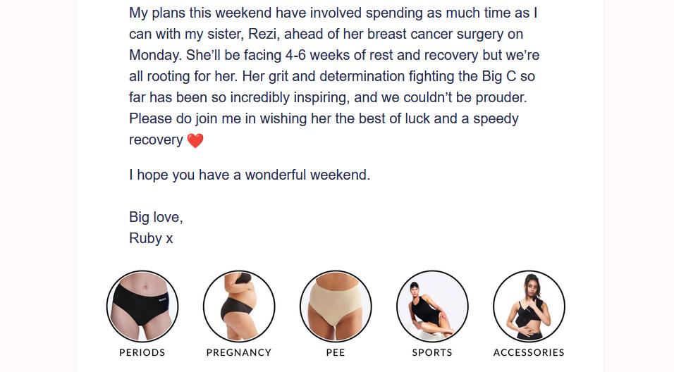 An example of product promotion after Ruby Raut's email signature